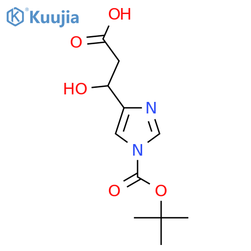 3-{1-(tert-butoxy)carbonyl-1H-imidazol-4-yl}-3-hydroxypropanoic acid structure