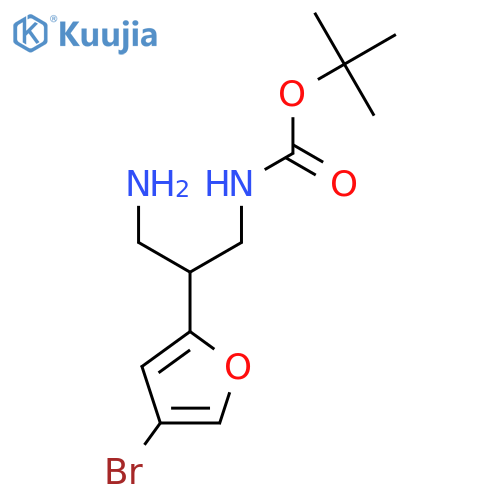 tert-butyl N-3-amino-2-(4-bromofuran-2-yl)propylcarbamate structure