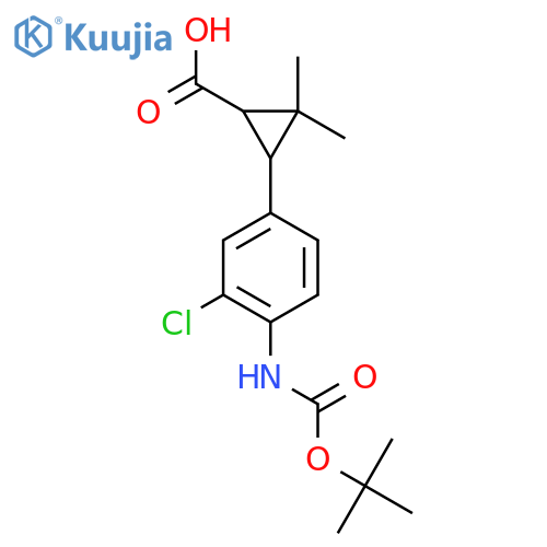 3-(4-{(tert-butoxy)carbonylamino}-3-chlorophenyl)-2,2-dimethylcyclopropane-1-carboxylic acid structure