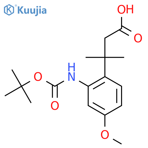 3-(2-{(tert-butoxy)carbonylamino}-4-methoxyphenyl)-3-methylbutanoic acid structure