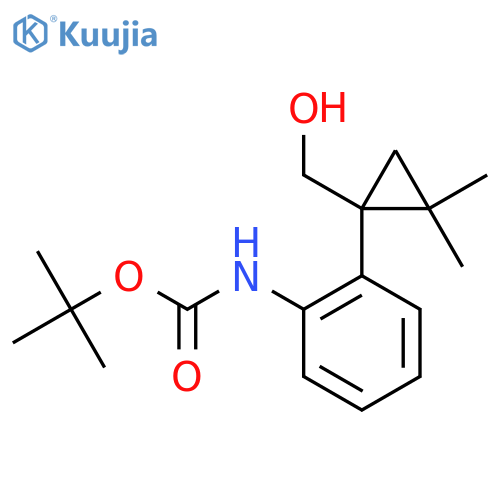 tert-butyl N-{2-1-(hydroxymethyl)-2,2-dimethylcyclopropylphenyl}carbamate structure