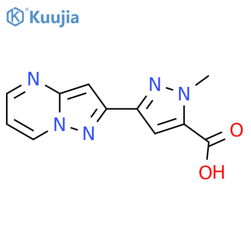 1-methyl-3-{pyrazolo1,5-apyrimidin-2-yl}-1H-pyrazole-5-carboxylic acid structure