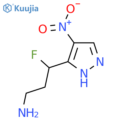 3-fluoro-3-(4-nitro-1H-pyrazol-3-yl)propan-1-amine structure
