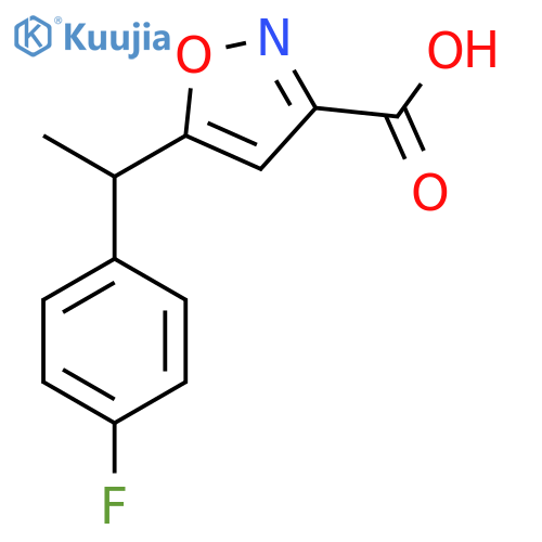 5-1-(4-fluorophenyl)ethyl-1,2-oxazole-3-carboxylic acid structure
