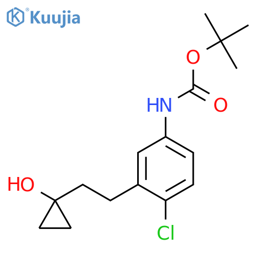 tert-butyl N-{4-chloro-3-2-(1-hydroxycyclopropyl)ethylphenyl}carbamate structure