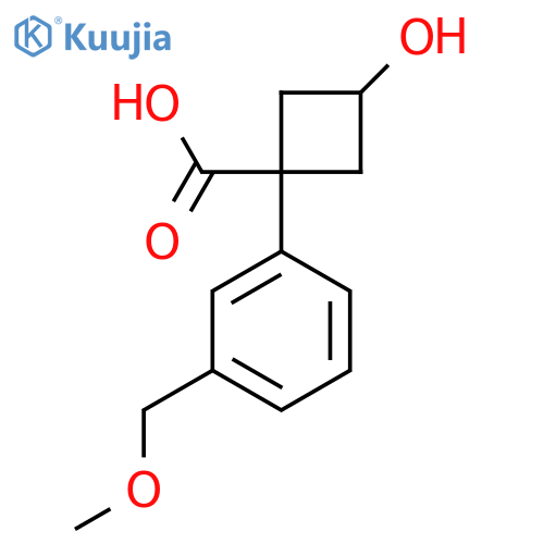 3-hydroxy-1-3-(methoxymethyl)phenylcyclobutane-1-carboxylic acid structure