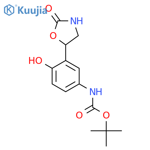 tert-butyl N-4-hydroxy-3-(2-oxo-1,3-oxazolidin-5-yl)phenylcarbamate structure