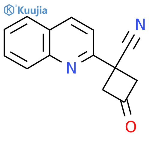 3-oxo-1-(quinolin-2-yl)cyclobutane-1-carbonitrile structure