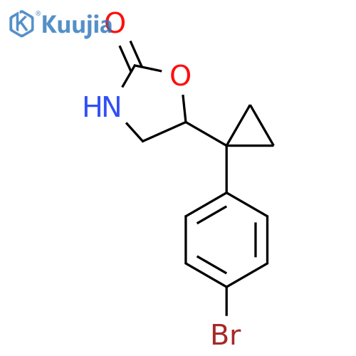 5-1-(4-bromophenyl)cyclopropyl-1,3-oxazolidin-2-one structure