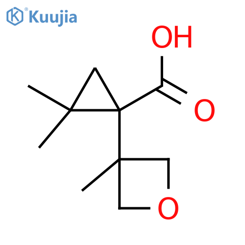 2,2-dimethyl-1-(3-methyloxetan-3-yl)cyclopropane-1-carboxylic acid structure