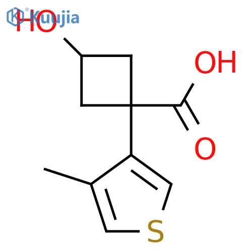 3-hydroxy-1-(4-methylthiophen-3-yl)cyclobutane-1-carboxylic acid structure