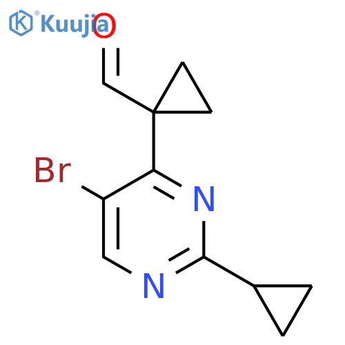 1-(5-bromo-2-cyclopropylpyrimidin-4-yl)cyclopropane-1-carbaldehyde structure