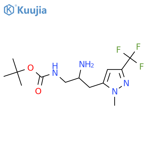 tert-butyl N-{2-amino-3-1-methyl-3-(trifluoromethyl)-1H-pyrazol-5-ylpropyl}carbamate structure