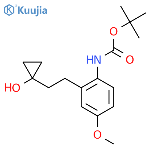 tert-butyl N-{2-2-(1-hydroxycyclopropyl)ethyl-4-methoxyphenyl}carbamate structure