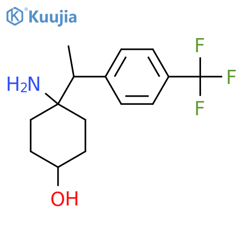 4-amino-4-{1-4-(trifluoromethyl)phenylethyl}cyclohexan-1-ol structure