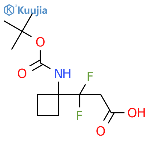 3-(1-{(tert-butoxy)carbonylamino}cyclobutyl)-3,3-difluoropropanoic acid structure