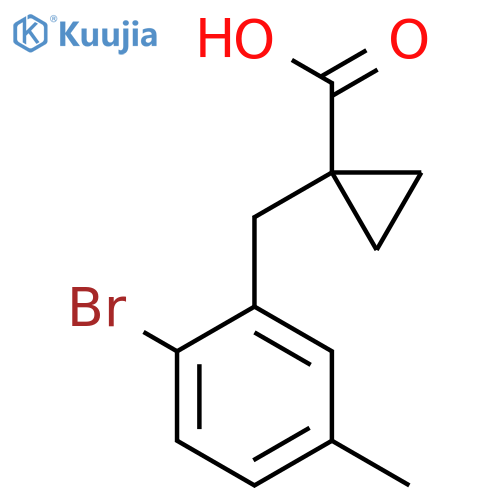 1-(2-bromo-5-methylphenyl)methylcyclopropane-1-carboxylic acid structure