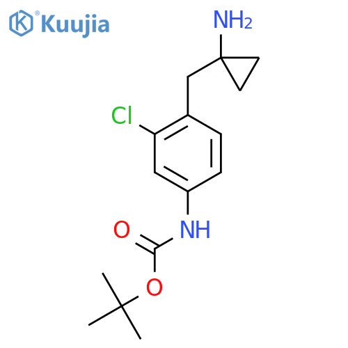 tert-butyl N-{4-(1-aminocyclopropyl)methyl-3-chlorophenyl}carbamate structure