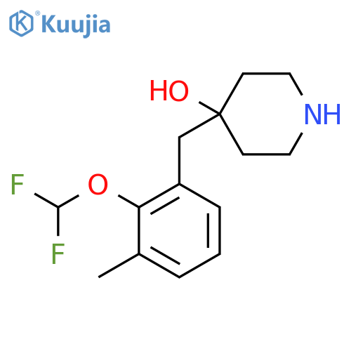 4-{2-(difluoromethoxy)-3-methylphenylmethyl}piperidin-4-ol structure