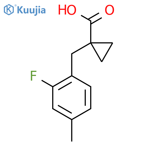 1-(2-fluoro-4-methylphenyl)methylcyclopropane-1-carboxylic acid structure