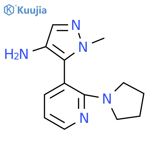1-methyl-5-2-(pyrrolidin-1-yl)pyridin-3-yl-1H-pyrazol-4-amine structure
