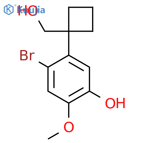 4-bromo-5-1-(hydroxymethyl)cyclobutyl-2-methoxyphenol structure