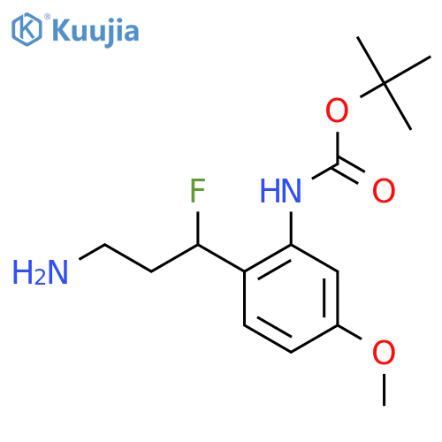 tert-butyl N-2-(3-amino-1-fluoropropyl)-5-methoxyphenylcarbamate structure