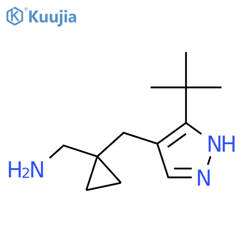 {1-(3-tert-butyl-1H-pyrazol-4-yl)methylcyclopropyl}methanamine structure