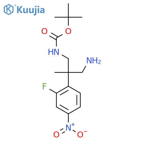 tert-butyl N-3-amino-2-(2-fluoro-4-nitrophenyl)-2-methylpropylcarbamate structure