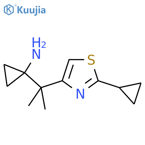 1-2-(2-cyclopropyl-1,3-thiazol-4-yl)propan-2-ylcyclopropan-1-amine structure