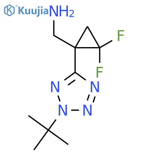 1-(2-tert-butyl-2H-1,2,3,4-tetrazol-5-yl)-2,2-difluorocyclopropylmethanamine structure