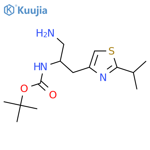 tert-butyl N-{1-amino-3-2-(propan-2-yl)-1,3-thiazol-4-ylpropan-2-yl}carbamate structure