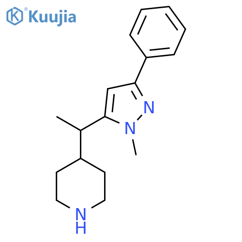 4-1-(1-methyl-3-phenyl-1H-pyrazol-5-yl)ethylpiperidine structure