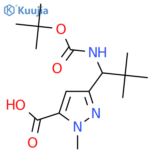 3-(1-{(tert-butoxy)carbonylamino}-2,2-dimethylpropyl)-1-methyl-1H-pyrazole-5-carboxylic acid structure