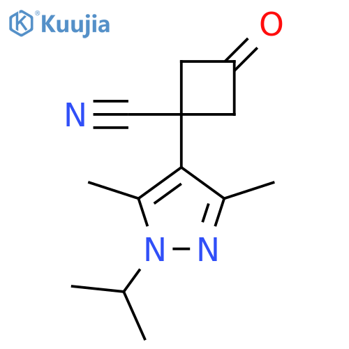 1-3,5-dimethyl-1-(propan-2-yl)-1H-pyrazol-4-yl-3-oxocyclobutane-1-carbonitrile structure