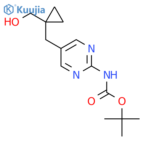 tert-butyl N-(5-{1-(hydroxymethyl)cyclopropylmethyl}pyrimidin-2-yl)carbamate structure