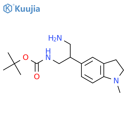 tert-butyl N-3-amino-2-(1-methyl-2,3-dihydro-1H-indol-5-yl)propylcarbamate structure