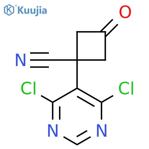 1-(4,6-dichloropyrimidin-5-yl)-3-oxocyclobutane-1-carbonitrile structure
