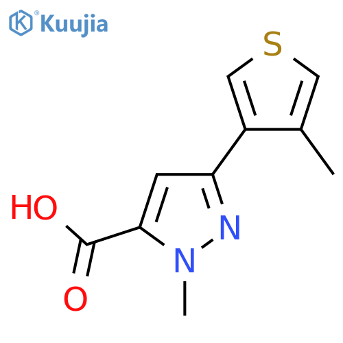 1-methyl-3-(4-methylthiophen-3-yl)-1H-pyrazole-5-carboxylic acid structure