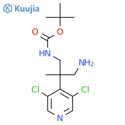 tert-butyl N-3-amino-2-(3,5-dichloropyridin-4-yl)-2-methylpropylcarbamate structure