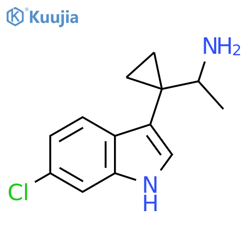 1-1-(6-chloro-1H-indol-3-yl)cyclopropylethan-1-amine structure
