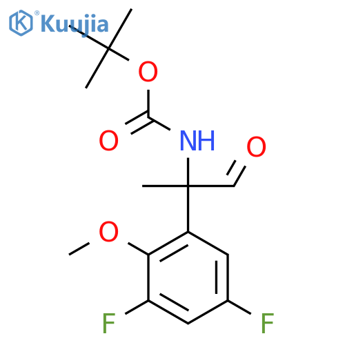 tert-butyl N-2-(3,5-difluoro-2-methoxyphenyl)-1-oxopropan-2-ylcarbamate structure