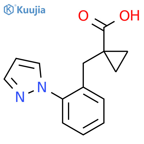 1-{2-(1H-pyrazol-1-yl)phenylmethyl}cyclopropane-1-carboxylic acid structure