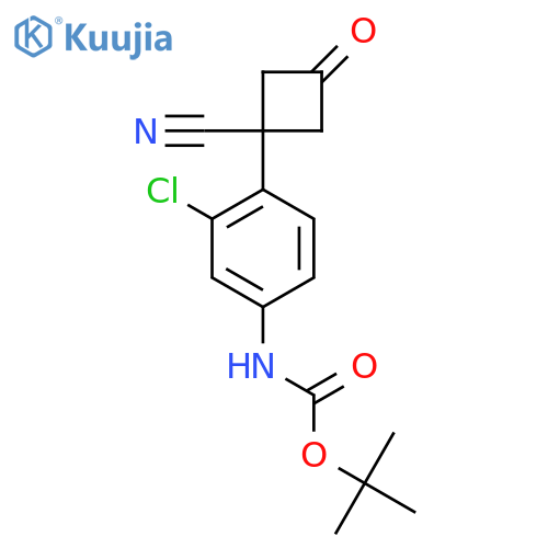 tert-butyl N-3-chloro-4-(1-cyano-3-oxocyclobutyl)phenylcarbamate structure