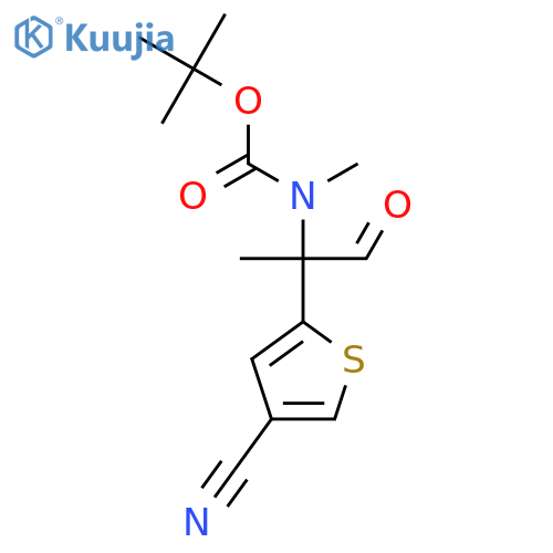 tert-butyl N-2-(4-cyanothiophen-2-yl)-1-oxopropan-2-yl-N-methylcarbamate structure