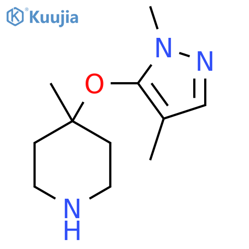 4-(1,4-dimethyl-1H-pyrazol-5-yl)oxy-4-methylpiperidine structure