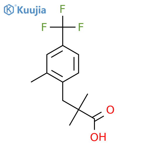 2,2-dimethyl-3-2-methyl-4-(trifluoromethyl)phenylpropanoic acid structure