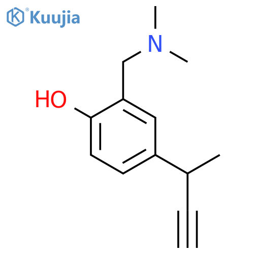 4-(but-3-yn-2-yl)-2-(dimethylamino)methylphenol structure