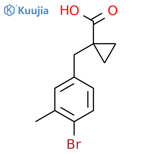 1-(4-bromo-3-methylphenyl)methylcyclopropane-1-carboxylic acid structure