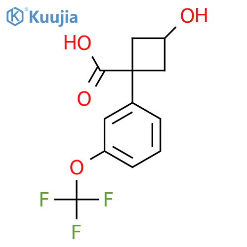 3-hydroxy-1-3-(trifluoromethoxy)phenylcyclobutane-1-carboxylic acid structure